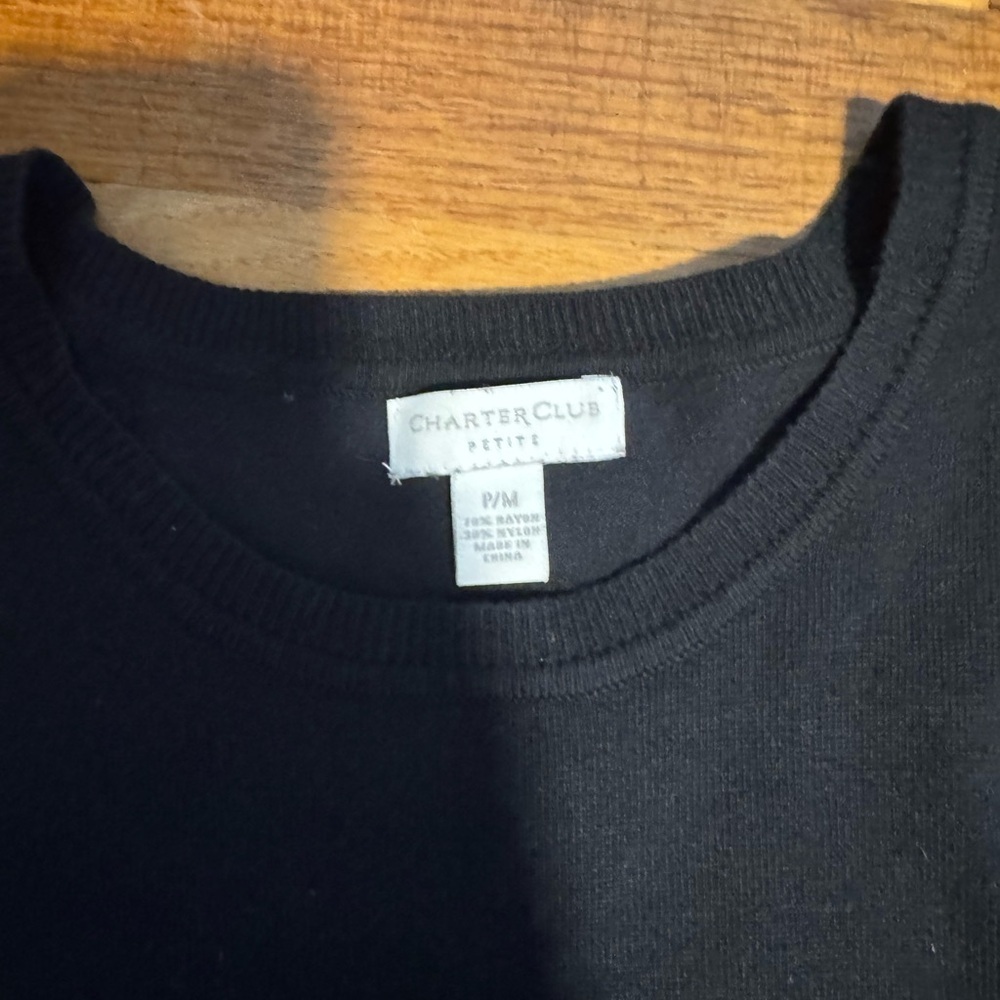 Charter Club Black Knit Top - Picture 2 of 2